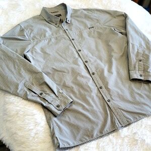 EDDIE Bauer Long Sleeved Button up Shirt, Gray checked, Size Mens TL